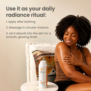 3 step ritual for applying brightening body lotion