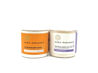 Moisture_Layering_Duo - citrus nourishing cream & lavender whipped butter on a white background