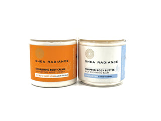 Moisture_Layering_Duo - citrus nourishing cream & unscented whipped butter on a white background