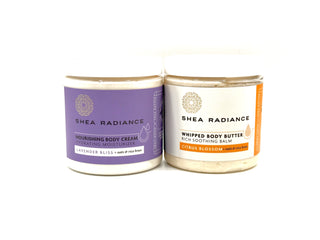 Moisture_Layering_Duo - lavender nourishing cream & citrus whipped butter on a white background