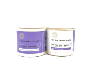 Moisture_Layering_Duo - lavender nourishing cream & lavender whipped butter on a white background