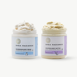 Moisture Layering Duo - Nourishing Body Cream Unscented + Whipped Body Butter Lavender Bliss