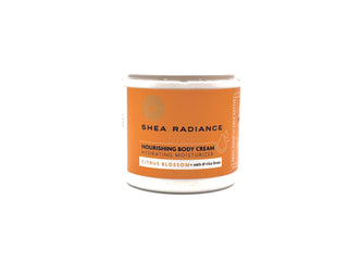 Shea Radiance citrus nourishing body cream jar on a white background