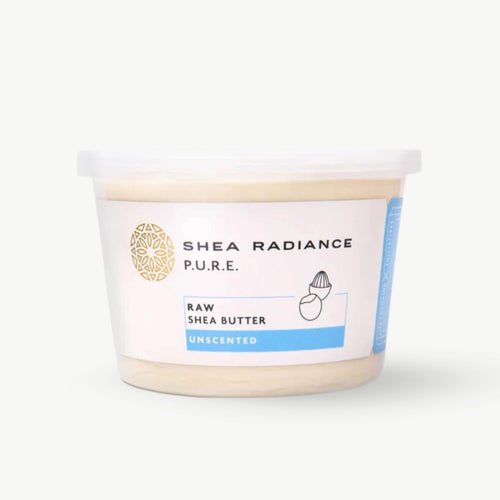 Large Container of Shea Radiance unscented raw shea butter on a white background